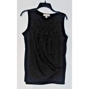 Carolyn Taylor Sleeveless Top Crochet Detail Knit Blouse Black Size M‎